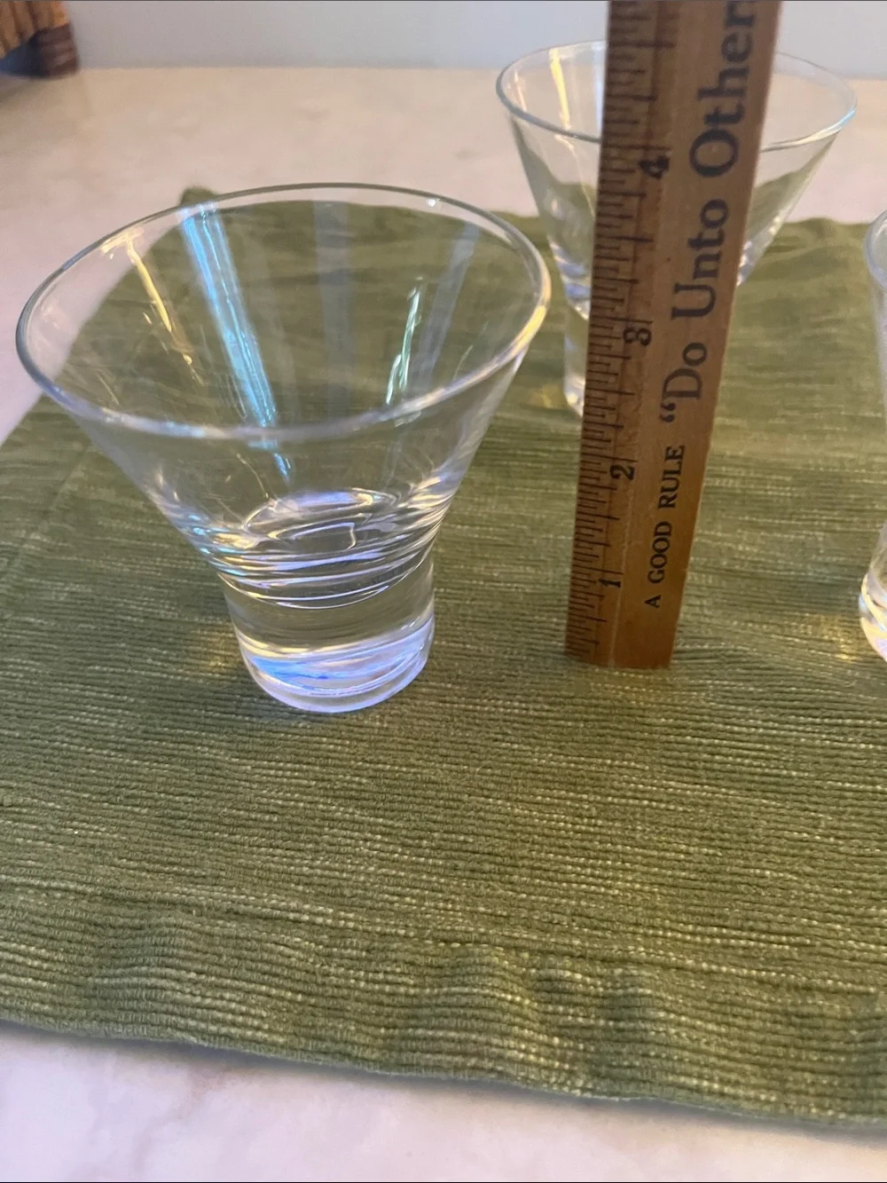 Vintage MCM flared stemless martini cocktail  glasses 3 oz set of 4 heavy base